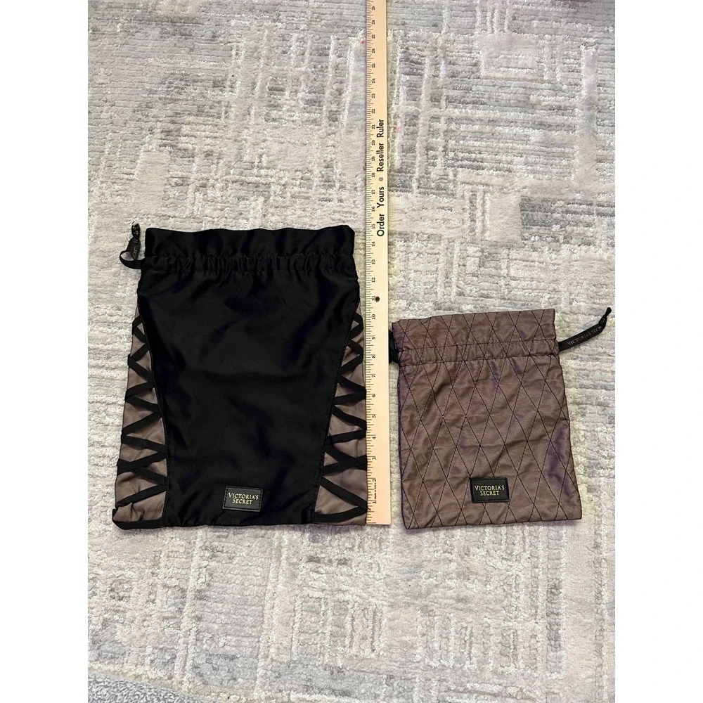 Victoria's Secret Satin Drawstring Bags - Black & beige - Set of‎ 2